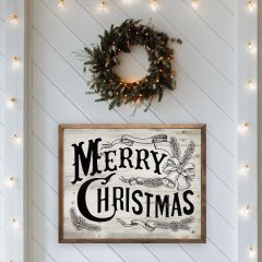 Vintage Merry Christmas Whitewash Framed Sign