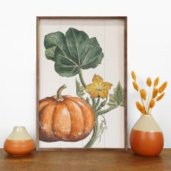 Vintage Pumpkin In Patch White Framed Wall Decor