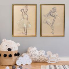 Vintage Reproduction Ballerina Sketch Framed Wall Art