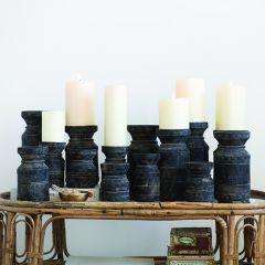 Vintage Wood Candle Holder Collection Set of 6