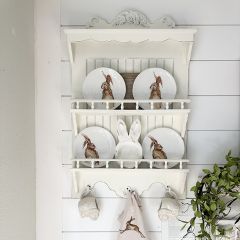 Wall Mount Dish Display Rack With Hooks