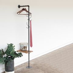 Wall Mount Industrial Coat Rack With Side Table