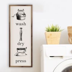 Wash Dry Press With Icons Vertical White Wall Art