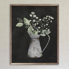 Water Pitcher and Flowers Black Wall Art