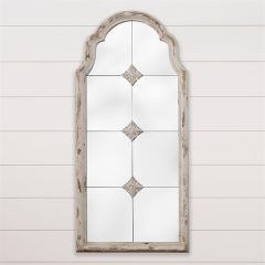Weathered Arch Frame Grid Mirror