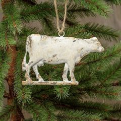Weathered Cow Christmas Ornament