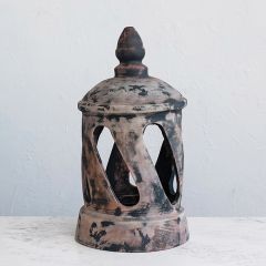 Weathered Cut Out Terra Cotta Lantern