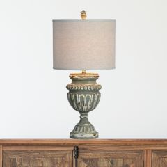 Weathered Gray Urn Table Lamp Set of 2