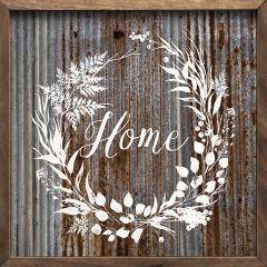 Weathered Home Wreath Wall Sign