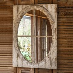 Weathered Oval Dormer Windowpane Mirror