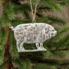 Weathered Pig Christmas Ornament