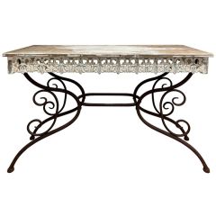 Weathered Wood and Iron Console Table