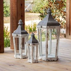 Weathered Wood Candle Lantern Collection Set of 3