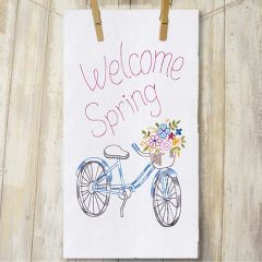 Welcome Spring Bicycle Tea Towel