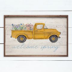 Welcome Spring Yellow Truck Wall Art