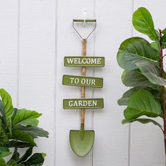 Welcome To Our Garden Metal Shovel Sign