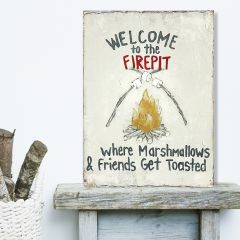 Welcome To The Firepit Tin Wall Decor