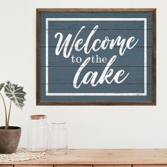 Welcome To The Lake Border Blue Framed Sign