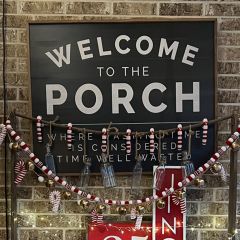 Welcome To The Porch Black Sign