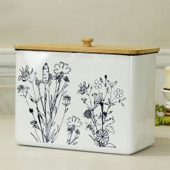Whimsy Flower Rectangle Canister With Lid