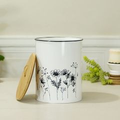 Whimsy Flower Round Metal Canister