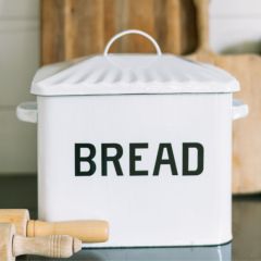 White Enameled Bread Box