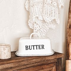 White Enamelware Butter Dish