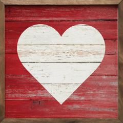White Heart On Red Wall Art