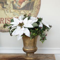 White Poinsettia Decorative Stem