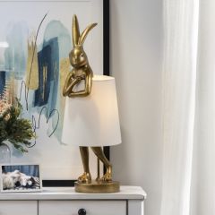 White Shade Gold Rabbit Table Lamp