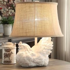 White Wash Rooster Table Lamp