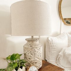 White Washed Farmhouse Table Lamp