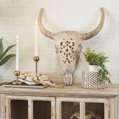 Whitewashed Cow Skull Wall Accent