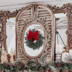 Whitewashed Wood Arched Shutter Set of 2