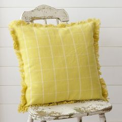 Windowpane Check Throw Pillow With Fringe