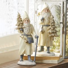 Winter Santa With Tree Statue Set of 2