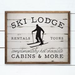 Winter Ski Lodge Ad Wall Sign