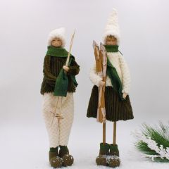 Winter Skier Figurines Set of 2