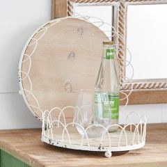Wire Arch Wood and Metal Tray Set of 2