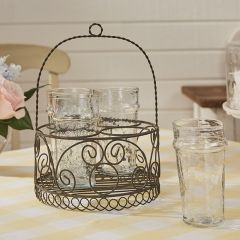 Wire Basket Holder With 4 Glasses