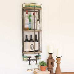 Wire Cage Wine Bar Storage Cabinet