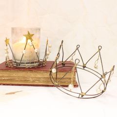 Wire Crown With Faux Pearl Accents Set of 2