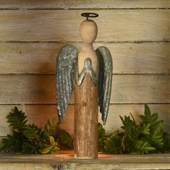 Wood and Metal Angel At Prayer 12 Inch