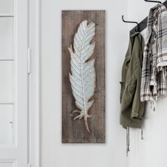 Wood And Metal Feather Wall Decor