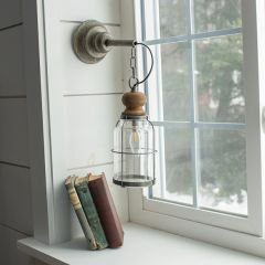 Wood and Metal Hanging LED Lantern