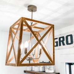 Wood and Metal Square Chandelier