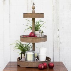 Wood and Tin 3 Tier Tray