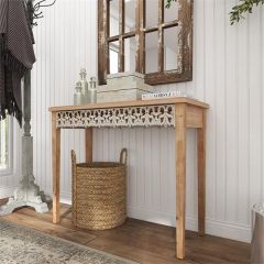 Wood Console Table with Scrollwork Detailing