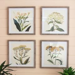 Wood Framed Flower Print Wall Art Set of 4
