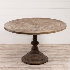 Wood Top Farmhouse Pedestal Table 48 Inch
